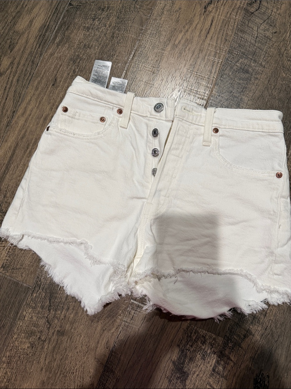 Levi’s 501 Women’s White Denim Button-Front Shorts 26
